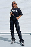 Autumn And Winter New Women's Pants Personality Fashion Splicing Straight Tube Multi-Pocket Work