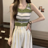 Slings Women's Summer New Sexy Vest Wearing High-Waist Short Sweet Hot Girls Pure Sleeveless