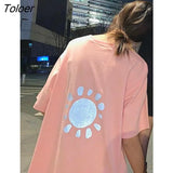 Sleeve T-shirts Printed Reflective Couples Harajuku Streetwear Hip-hop Stylish Simple Korean Popular Unisec Clothes