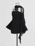 Casual Style Dress Women 2025 Spring New Fashion Temperament Elegant Solid Color Boobs Design Short Skirt