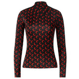 Sexy Thin Tight-fitting Fashion Moon Print Long Sleeves T-shirt 2022New Spring Summer Female Ice Silk Sunscreen