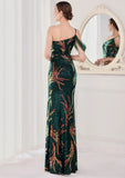 Sequin One Shoulder Slit Long Evening