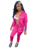 Label 2 piece outfits Women sweatsuit striped sets Zip Top Leggings sweatpants jogger fall clothes Wholesale
