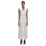 Knitted Dress Hollow Stripe V-Neck Sleeveless Temperament Elegant Summer