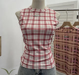 Mesh Vest Retro Design Slim Slimming Sleeveless T-Shirt Short Top