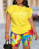 Summer New Women's Temperament Digital Printing Round-Neck Short-Sleeved