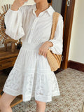 2025 New White Shirt Women's Long-Sleeved French Design Dress Holiday