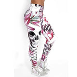 Women Fashion Skull Print High Waist Skinny Legging Pants Sexy Ladies Casual Long Jeggings Pant Trousers Black