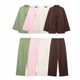 Women's Women's Cotton T-Shirted And Coated High-Waist Broad Leg Trousers Casual
