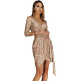 New Summer Women's Sexy Seven-Sleeve Beads V Tie With Dress
