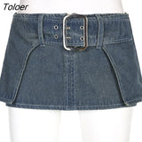 Sexy Solid Women Mini Skirts Y2K Low Waist Aesthetic A-line Skirt Korean Fashion Streetwear Denim Clothes Summer