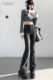 2023 Women Jean Flare Pants Korean Fashion Plus Slim High Waist Bell Bottoms Pants High Strecth Trousers For Female