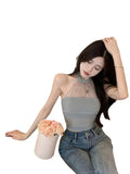Mesh Yarn Splicing Hanging Neck Sling Summer Babes Inside The Vest Woman Wearing A Short Bottom