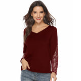 And Winter Women's Blouse Ebay Popular Style Sequins Spliced Long-Sleeved V-Neck T-Shirt Women-Outfit