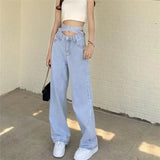 Waist With Pure Desire Hot Girls' Pants Jeans Women's Summer Loose Wide-Legged Trousers Straight Trousers Floor Trousers-Outfit