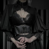 Temperament Lace Edge Design Dark Court Style Full-Color Women's High-Necked Blouse-Outfit