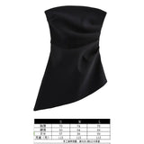 Women's Clothing 2025 Spring New New Fashion Folding Decoration Asymmetrical With Pad Shoulder Dress