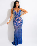 Sexy Squins Backless Straps Long