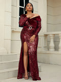 Size Sequin Ruched Tie-Back Split