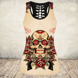 Skull Print Tank Top Women Halloween Cotton Sleeveless Tee Shirt Workout Black Vest