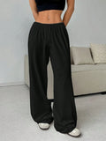 Women's Solid-Colored Trousers With Tight Belts With Wide-Legged Casual
