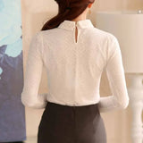 Plus Size Women Fashion Womens Tops and Blouses White Lace Flower Blouse Shirt Long Sleeve Women Shirts Blouse 812B