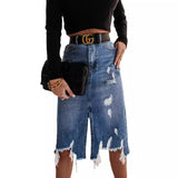 Autumn And Winter New Casual Bag Hip Skirt Tuxed Hole Cowboy Skirt Women's Dress