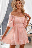 Ruffled Hem Square Neck Mini
