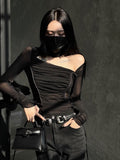 Tie Dye Colorblock Loose Shirt For Women Turtleneck Long Sleeve Ruched Pullover Blouses Female Fashion Clothing