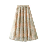 Embroidered Embroidered Waist-Up Double-Layer Mesh Dress Mid-Summer New Temperament Skirt Half-Dress Dress