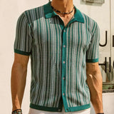 Men's High-End Short-Sleeved Knitwear Summer New Striped Business Polo Shirt