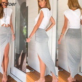 New Sexy Irregular Skirts Women Summer Charm Split Long Skirt Slit Party Bodycon Skirt Gray Black Office Lady