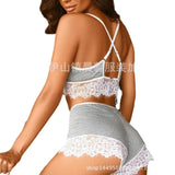 Digital Printing Multi-Code Sexy Lingerie White Lace Two Sets Of Sexy