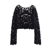 New Two-Color Crochet Short Knitted Blouse In Summer-Outfit