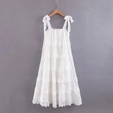 Women's Ruffle Maxi Dress 2021 Retro Ruffles Sleeveless Solid Cake Pleated Dress Pendulum Vacation Loose Strapless
