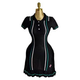 Scented Knitted Dress Woman's New French Retro Collared Waist Thin Lotus Leaf-Side