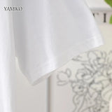 2024 Summer Niche Luxury O-neck Pullovers Tops Small Crown Letter Printed Tee White Cotton Women's Short-sleeved T-shirt-Outfit
