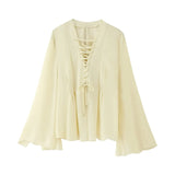 Women's New Lace Decoration Chiffon Loose Long-Sleeved Shirt