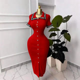 Women's Clothing Lace Collar Knitted Dress Single Buckle Body Repair Kit Mid-Stool Long