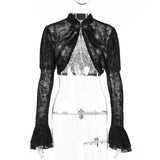 Summer 2024 New Blouse Ins Temperament Lace Dark Skeleton Coat Girl-Outfit