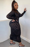 Plus Size Party Sexy Hollow Out Turtleneck Long Bodycon