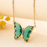 Crystal glass butterfly necklace-Outfit