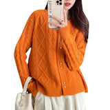 Red Sweater Cardigan 2024 Early Spring New Foreign Style Sweater Winter Thickened Jacket Fashion Trend-Outfit