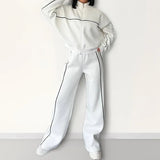 New Casual Long-Sleeved Sweatshirt With Striped Trousers Fashion Suit For