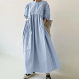 Solid Irregular Robe 2021 Summer Short Sleeve Maxi Dress Casual A Line Dresses ZANZEA Fashion Losse