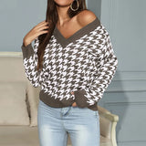 V Neck Knitted Pullover Sweater Women Long Sleeve Loose Pullovers Female 2022 Spring Fashion Ladies Knit Jumper