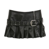 Cloth Forget Street Locomotive Rivet Splicing Belt Open 100 Folding Skirt Punk Style Thin Leather A Short