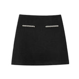 Spring Long Sleeve Water Drill Decoration Short Rough Spinning Ring Velvet Jacket Mini Skirt Suit