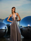 Women's Solid Color Sexy Perspective Low-Breastless Sleeveless Babes Dress Women