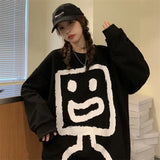 Deeptown Kawaii Graffiti Hoodie Women Anime Print Long Sleeve Crewneck Sweatshirt Cotton Fall 2021 Casual Streetwear Alt